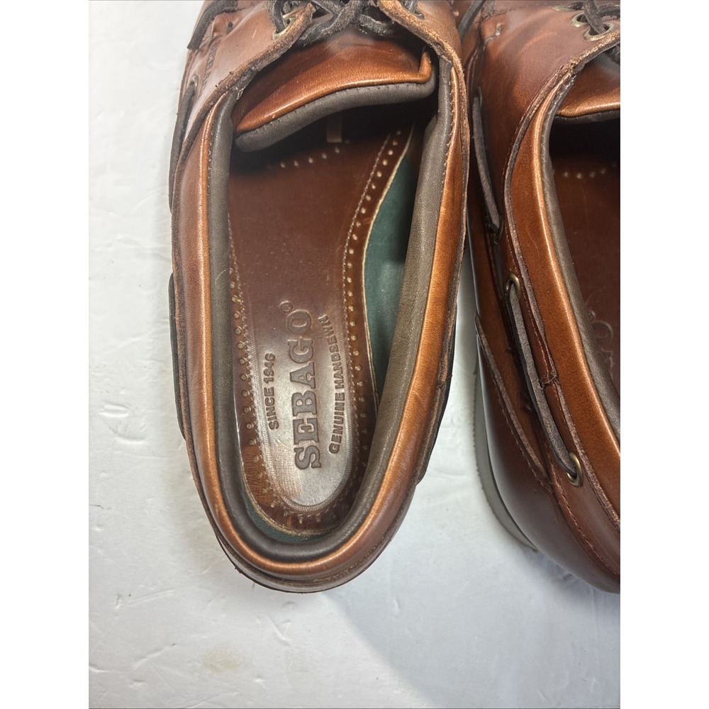 Sebago Dockside Cape Horn 11.5 W Brown Boat Shoe Hand Sewn - Picture 8 of 10